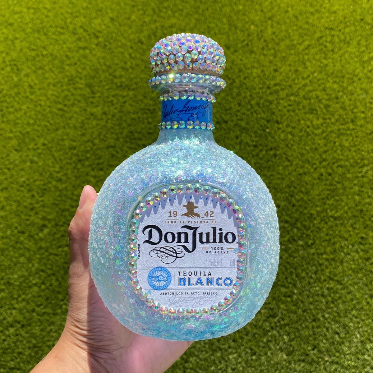 Iridescent Glitter Bedazzled Don Julio Bottle Decanter 750 ML