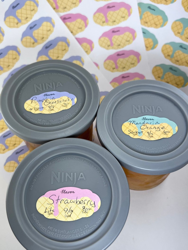 Stocking Labels Removable Removable Label Stickers for Ninja Creami Ice Cream Pint, Food Labels ...
