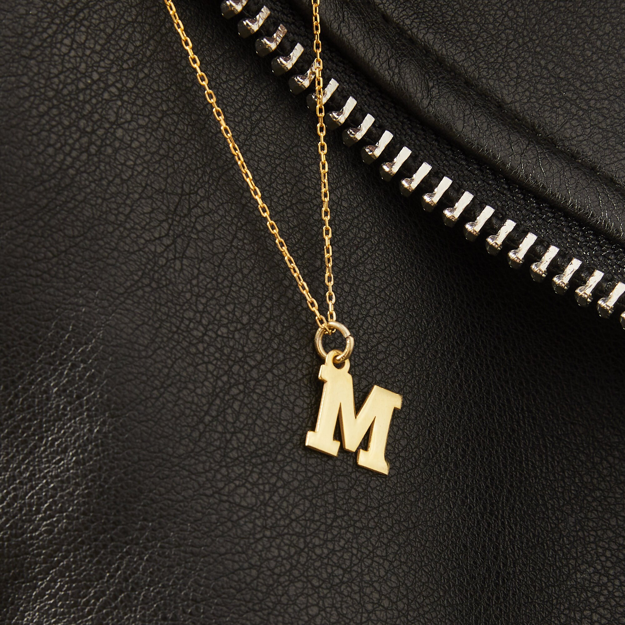 14K Solid Gold Letter Necklace Gold Initial Necklace Etsy