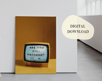 Retro Wall Print, Digital Download, Retro Wall Decor, Vintage TV Poster,
