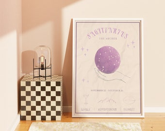 Sagittarius Zodiac Poster, Zodiac Art, Zodiac Gifts, Astrology Poster,