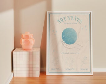 Aquarius Zodiac Poster, Zodiac Art, Zodiac Gifts,