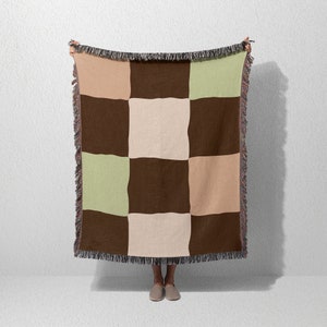 Minimalistic Throw Blanket, Checkered Woven Blanket, Woven Throw Blanket