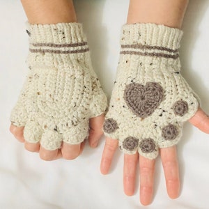 Cute Fingerless Crochet Cat gloves