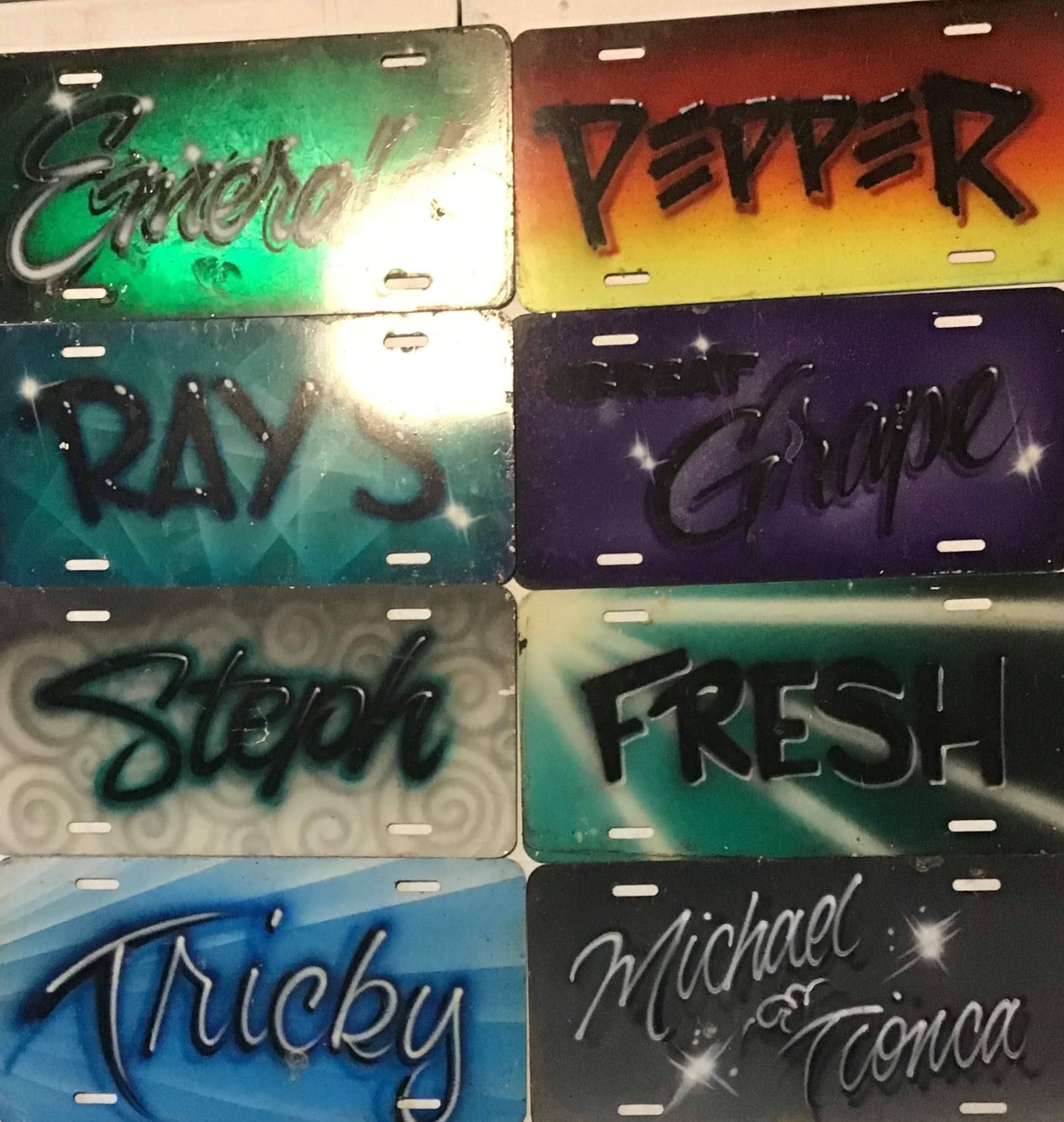 Customize front license plate spray paint 
