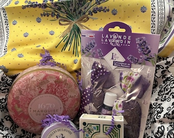 Provence Gift Box - Made in France, Eiffel Tower, Francophile Gift, Cookies, Tea Towel, OliveSoap, Sachet, Mother's Day Gift
