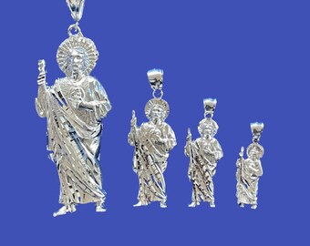 Sterling silver Saint Jude Pendant and necklace / San Judas Tadeo de ...