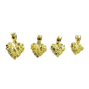 10k Yellow Gold Nugget Heart Amor Charm Pendant 4 Sizes