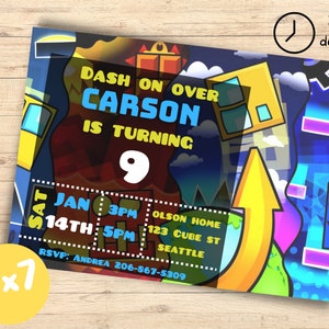 Geometry Dash Invitation / GD invite / Geometry Dash Party / Video Game Birthday