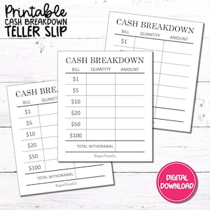 Kassenzettel | Kassenbeleg | Geldentnahmeschein | Cash-Füllung | Cash-Planung | 3cmx3.5cm
