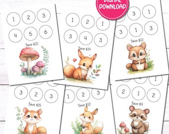 Woodland Friends Tiny Savings Challenges | Printable Tracker (PDF Digital Download)