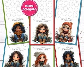 Winter Mädchen Mini Ersparnisse Herausforderung Tracker | A6 Printable (PDF Digitaler Download)