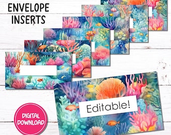 A6 | Under The Sea | Budget Binder Envelope Inserts | Editable and Blank Versions | PDF Download