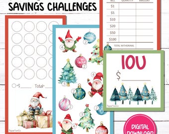 Christmas Gnomes Savings Challenge | Printable A6 Mini Bundle (PDF Digital Download)