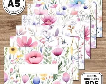 A5 | Wildflowers | Budget Binder Envelope Inserts | Editable and Blank Versions | PDF Download