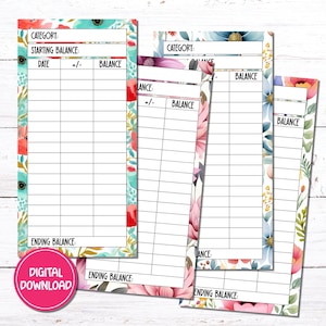 Druckbare Bargeld Umschlag Insert | Budget-Tracker | A6 Budget Tracker | PDF | Digitaler Download | 3"x6" | Blumen-Thema