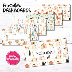 A6 Druckbare Dashboards | Hunde | Budget Binder Umschlag Einsätze | Bearbeitbare und leere Version