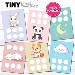 Kawaii Tiny Savings Challenge | Printable Trackers (PDF Digital Download)