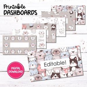 A6 Druckbare Dashboards | Budget Binder Umschlag Einsätze | Süße Katzen | Bearbeitbare und leere Version