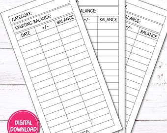 Printable Cash Envelope Insert | Budget Tracker, A6 Size (Digital Download)