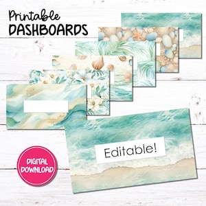 A6 Druckbare Dashboards | Spaziergang am Strand | Budget Binder Umschlag Einsätze | Bearbeitbare und leere Version