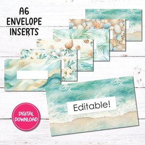 A6 | Beach Walk | Budget Binder Envelope Inserts | Editable and Blank Versions | PDF Download