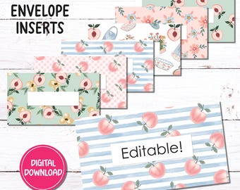 A6 | Budget Binder Envelope Inserts | Peachy | Editable and Blank Versions | PDF Download