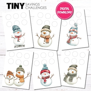 Snögubbar – Tiny Savings Challenge Tracker | Utskrivbar för låg inkomst (PDF digital nedladdning)