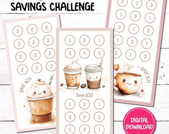 Coffee Savings Challenge Tracker | A6 Mini Printable (PDF Digital Download)