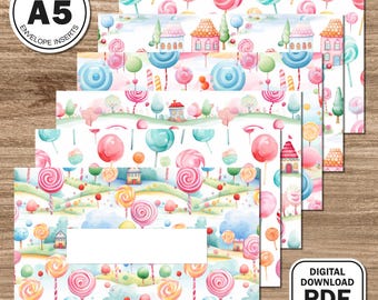 A5 | Candyland | Budget Binder Envelope Inserts | Editable and Blank Versions | PDF Download