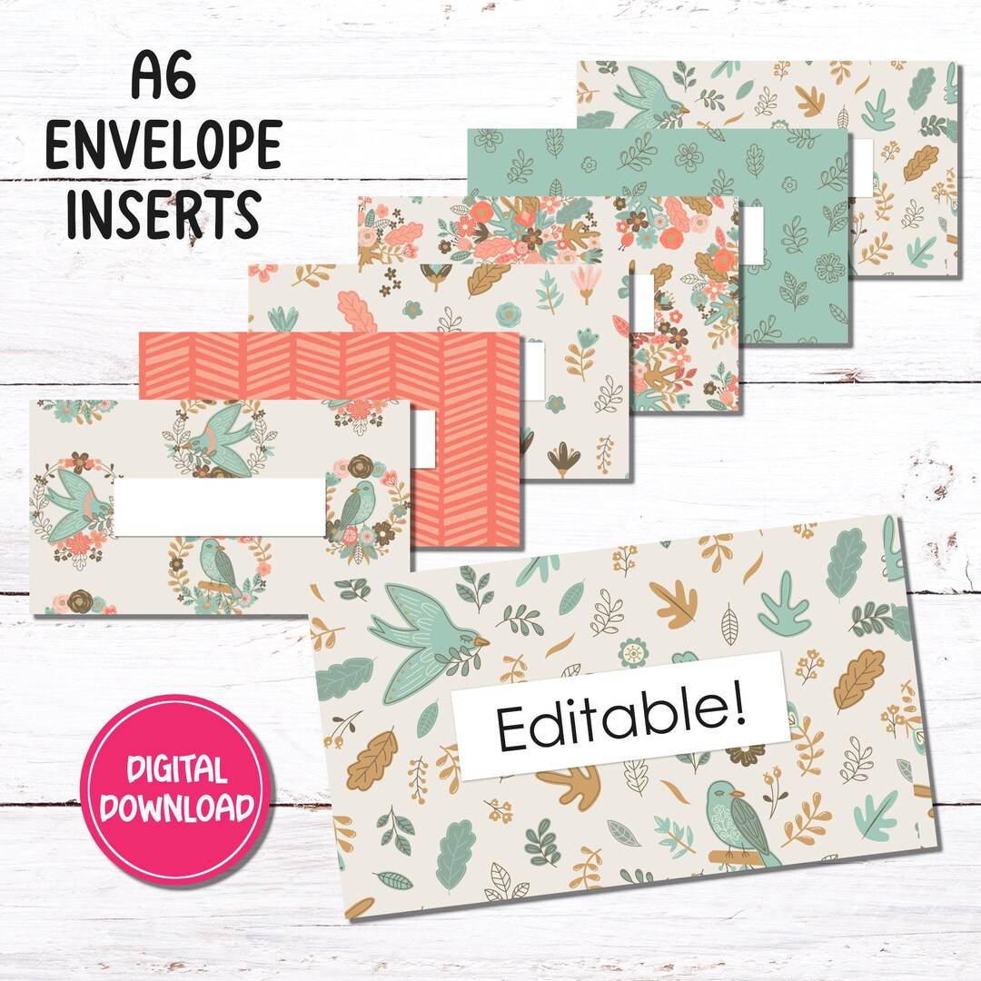 A6 | Budget Binder Envelope Inserts | Autumn Flowers | Editable and ...