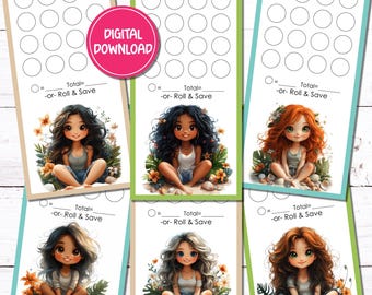 A6 Mini Savings Challenge Tracker | Summer Girls, Low Income (PDF Digital Download)