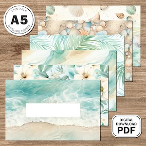 A5 | Beach Walk | Budget Binder Envelope Inserts | Editable and Blank Versions Download