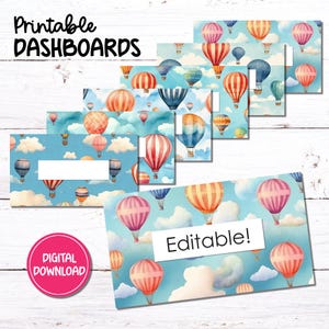 A6 Druckbare Dashboards | Heißluftballons | Budget Binder Umschlag Einsätze | Bearbeitbare und leere Version