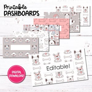 A6 Druckbare Dashboards | Süße Hunde | Budget Binder Umschlag Einsätze | Bearbeitbare und leere Version