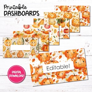 A6 Druckbare Dashboards | Kawaii Herbst | Budget Binder Umschlag Einsätze | Bearbeitbare und leere Version