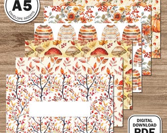 A5 | Autumn | Budget Binder Envelope Inserts | Editable and Blank Versions | PDF Download