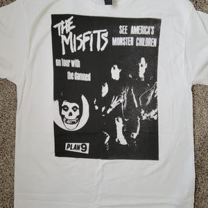 The Misfits beware promo/advert for England tour hand screened on white shirt. Samhain danzig punk