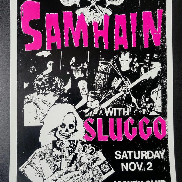 Samhain sceenprint poster flyer for jockey club 1985 purple logo the misfits danzig punk