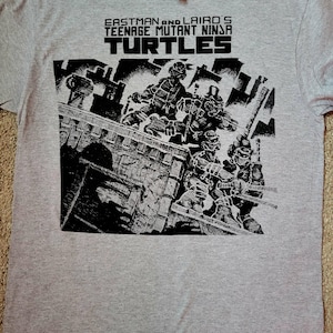 Teenager Mutant Ninja Turtles grijs handgezeefdrukt T-shirt tmnt