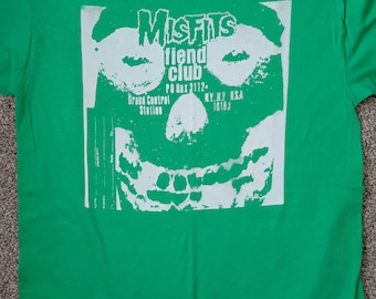 The Misfits Fiend Club tshirt screenprinted on green. Samhain Danzig punk