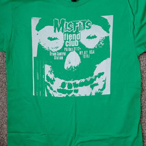 The Misfits Fiend Club tshirt screenprinted on green. Samhain Danzig punk