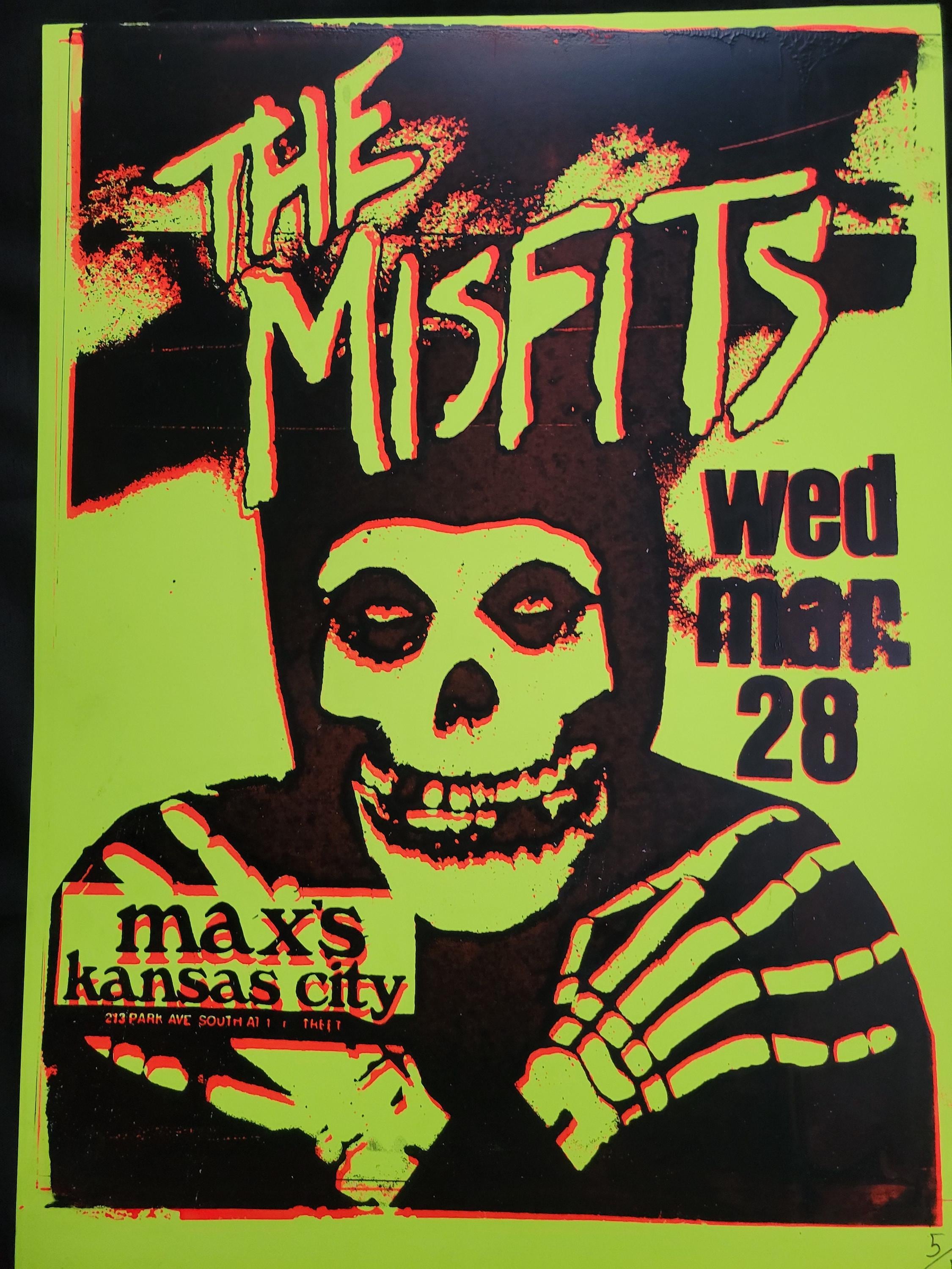 The Misfits Maxs Kansas City Handscreened Poster 16x22 Danzig Punk