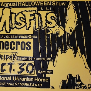 The Misfits screenprint poster advert for Ukrainian Home Halloween 1981