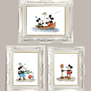 Steamboat Willie Watercolor Prints