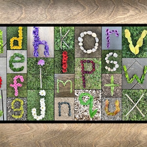 Alfabeto de la naturaleza en minúsculas, carteles del alfabeto, descarga instantánea, impresiones digitales