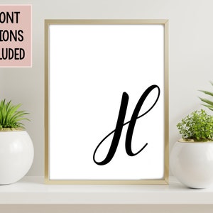 Buchstabe H Druck, Initial Buchstabe H Wandkunst, druckbare Wandkunst, Monogramm, Sofort Download, Digitale Kunst
