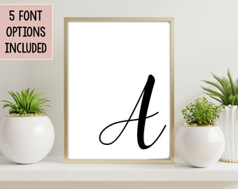 Letter A Print, Initial Letter A Wall Art, Printable Wall Art, Monogram, Instant Download, Digital Art