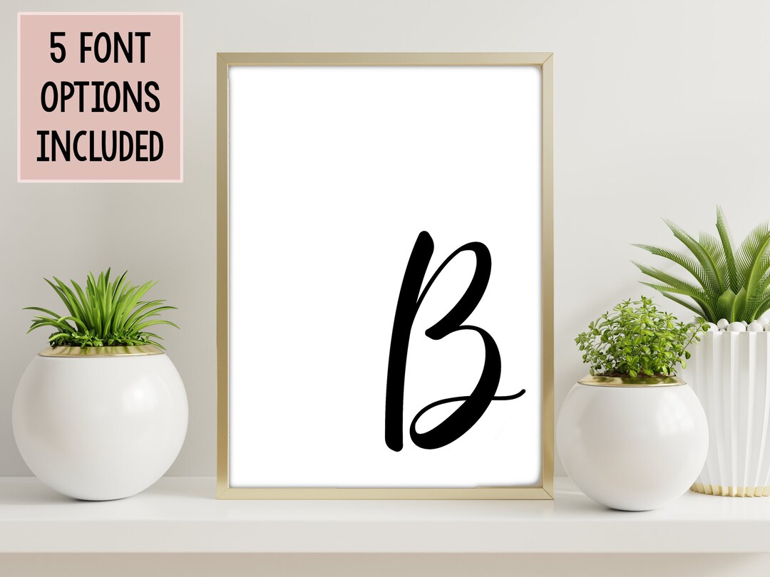 Letter B Print, Initial Letter B Wall Art, Printable Wall Art, Monogram