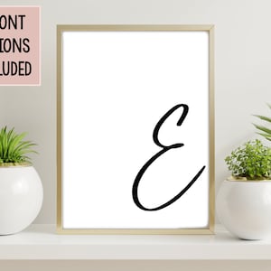 Letter E Print, Initial Letter E Wall Art, Printable Wall Art, Monogram, Instant Download, Digital Art